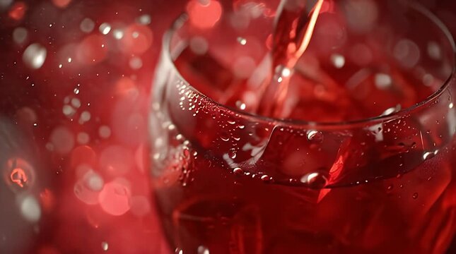 Red wine pouring into glass cup.