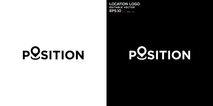 Logo position. Location, map, pin, point, address. Vector design template.