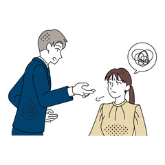 Male Supervisor Discussing Issue with Female Employee Illustration