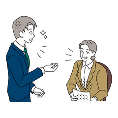 Positive Business Communication Between Supervisor and Employee Illustration
