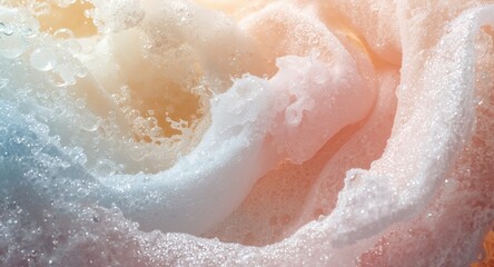 Fototapeta premium Shining soap foam vortices with sparkling bubbles for shampoo commercial visuals