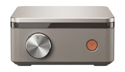 Obraz premium Retro console with a rotary dial for selecting games and a single reset button.