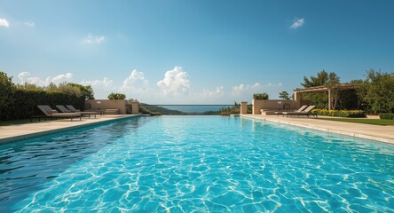 Obraz premium tranquil blue swimming pool highlighting soft gentle water ripples