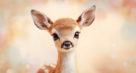 Naklejka premium Whimsical young deer illustration for a cheerful baby shower greeting