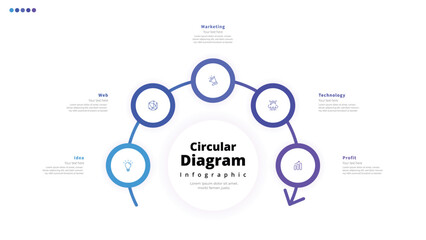 Obraz premium Modern minimalist, elegant, clean, circular steps, editable infographic design template, vector