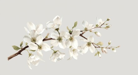 Obraz premium Watercolor illustration of white dogwood branch on isolated background for floral graphic design