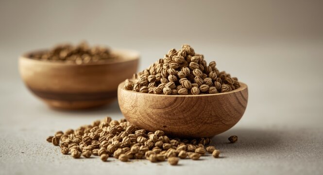 Traditional wellness concept displaying dried Tribulus terrestris in wooden bowl with herbal benefits