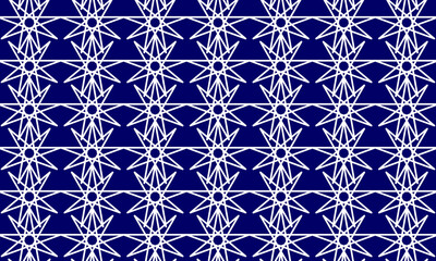 White Geometric Star Line Seamless Pattern on Blue Background Modern Abstract Wallpaper for Textile and Surface Design