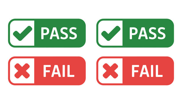 pass and fail icons set green tick red cross vector.