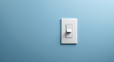 Fototapeta premium Modern electrical switch on a softly textured blue wall with prominent copy space included