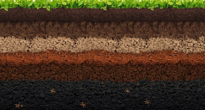 Soil profile illustration with focus on stratigraphic soil layering