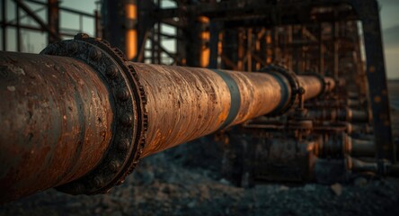 Rusted industrial pipeline displaying signs of corrosion and aging infrastructure risks