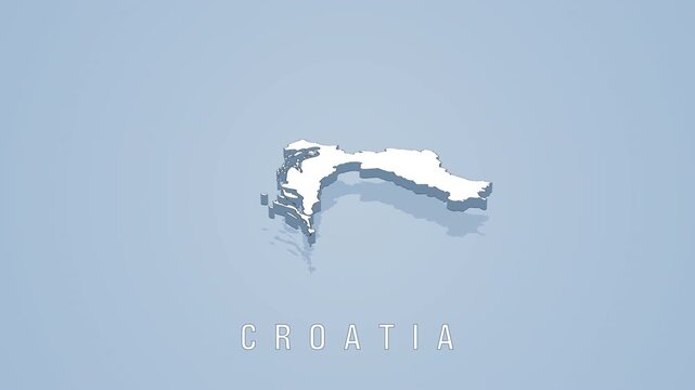 Croatia country map rotating in 3d animation