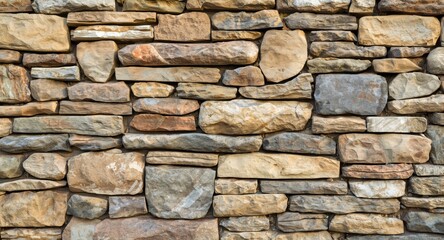 Obraz premium Building material art displaying a stone wall with varied colored rocks and textured finishes