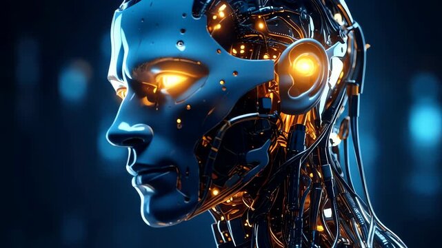 Futuristic Robot Humanoid Artificial Intelligence.