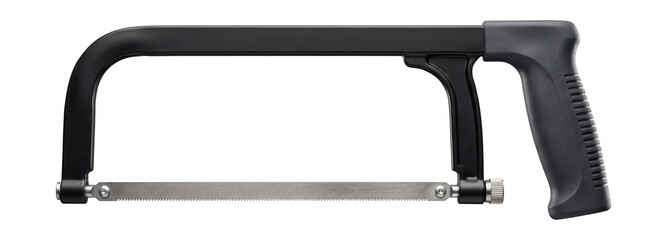 High-carbon hacksaw with a straight rubber grip and a 16 TPI blade.