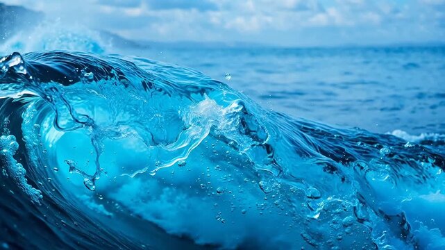Ocean wave curling with bubbles