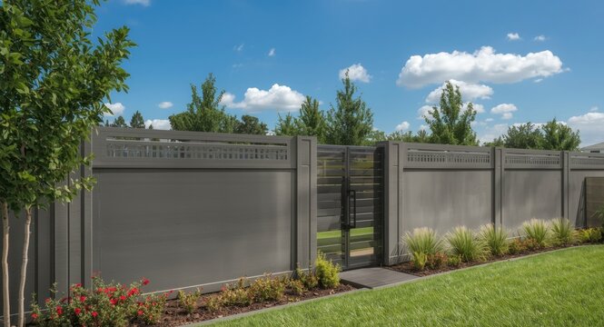 Residential garden upgrade with sleek precast concrete fencing boosting privacy and beauty