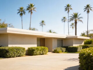 Fototapeta premium Modern house with palm trees