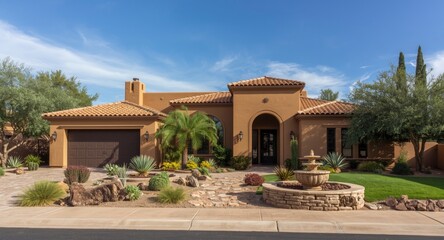 Obraz premium Grand southwestern residence with authentic Spanish architectural features