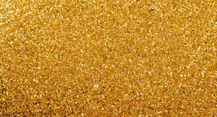 Luminous golden sequin decorated canvas textile with festive glitter background and copy space
