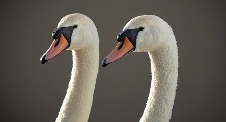 Obraz premium Charming Bewick Swans standing side by side with distinct facial orientations