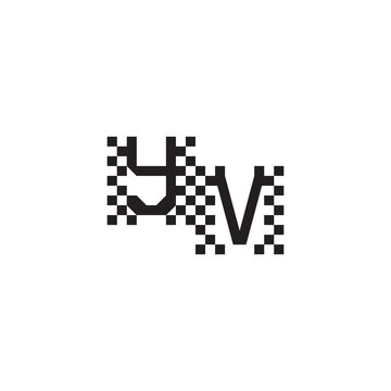 YV Alphabet Design Modern Abstract Bold Initial Pixel Vector Alphabet Logo Monogram