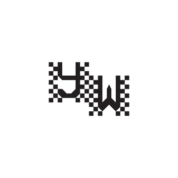 YW Alphabet Design Modern Abstract Bold Initial Pixel Vector Alphabet Logo Monogram