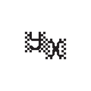 YX Alphabet Design Modern Abstract Bold Initial Pixel Vector Alphabet Logo Monogram