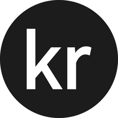 Danish krone currency symbol. Foreign exchange currency sign. Vector