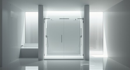 Modern bathroom with minimalist layout and stylish glass shower fittings