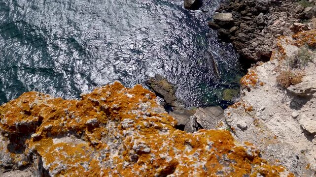 Cliff of Cape Kaliakra on the Black Sea coast in Bulgaria, 4k video
