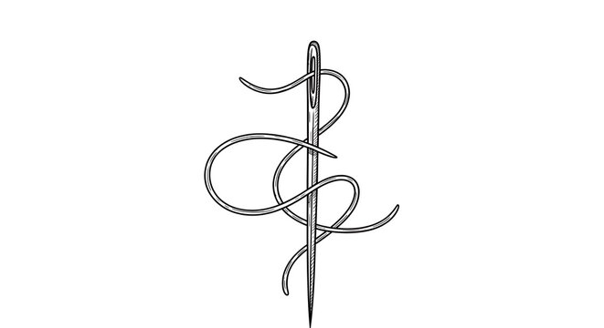 Surgical Suture Thread on Needle Closeup.