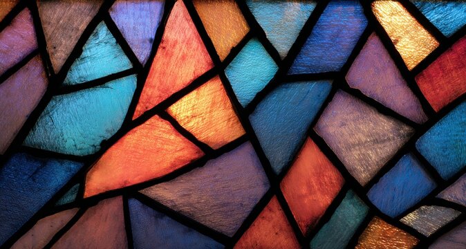 Flat stained glass texture, colored segments with subtle lead lines visible