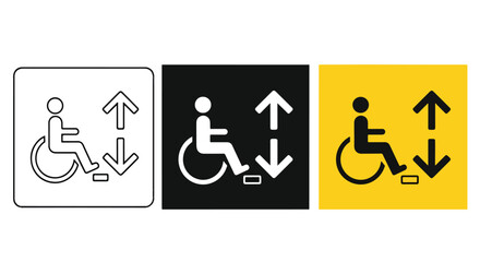 Wheelchair accessibility icons flat design vector illustration - Clipart. Icon vector -  Icon collection - icon set - Line and glyph icon and logo template - Editable Icon