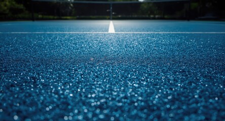 Naklejka premium Artificial grass paddle tennis court featuring blue surface for effective sports maintenance planning