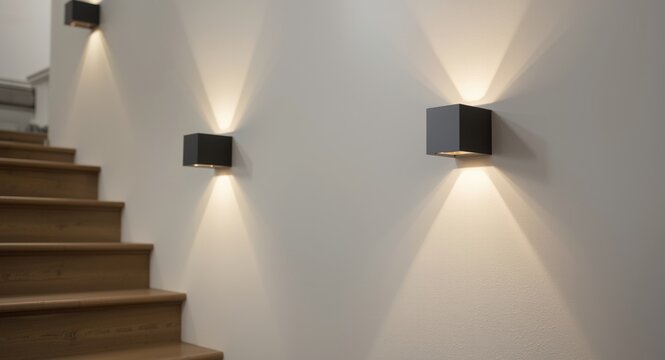 Premium corner wall sconces with recessed PIR motion sensors powering intelligent LED stair lighting for indoor environments