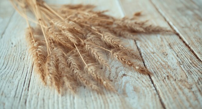 Retro style wild foxtail millets on textured white wood surface