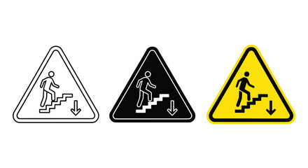 Obraz premium Slip hazard warning signs flat design vector illustration - Clipart. Icon vector - Icon collection - icon set - Line and glyph icon and logo template - Editable Icon