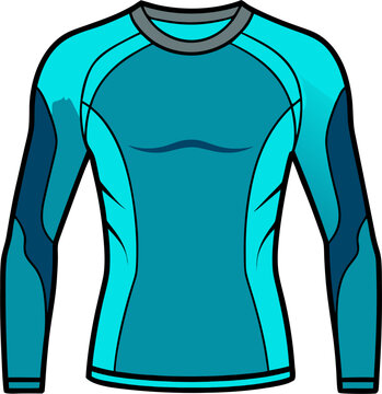 ong sleeve Compression running base layer top t shirt flat sketch