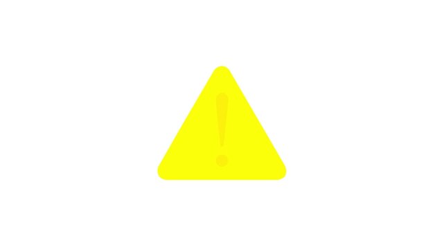 video animation green icon exclamation mark system error message, on a transparent background with alpha channel set to zero