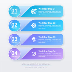Fototapeta premium 4 Step Workflow Modern Gradient Infographic Banner Template Background