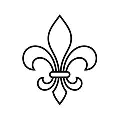 A simple black and white line drawing of a fleur de lis symbol