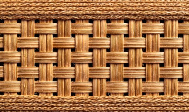 Flat texture of raffia fiber weave pattern filling frame evenly
