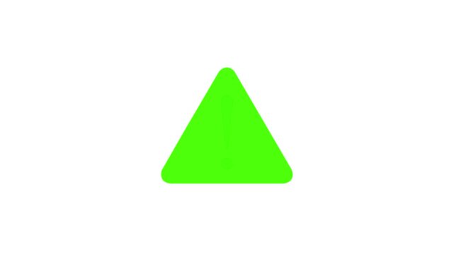 video animation green icon exclamation mark system error message, on a transparent background with alpha channel set to zero