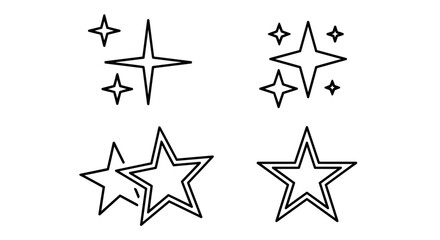 Obraz premium Collection of four stylized star icons in a clean outline design on a white background