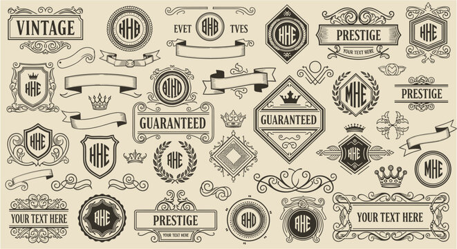 Vintage decorative elements and monograms for design and branding