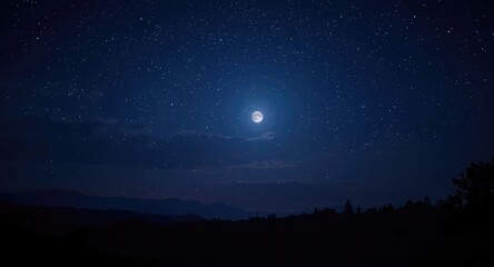 Moon casting light on a tranquil star-filled night