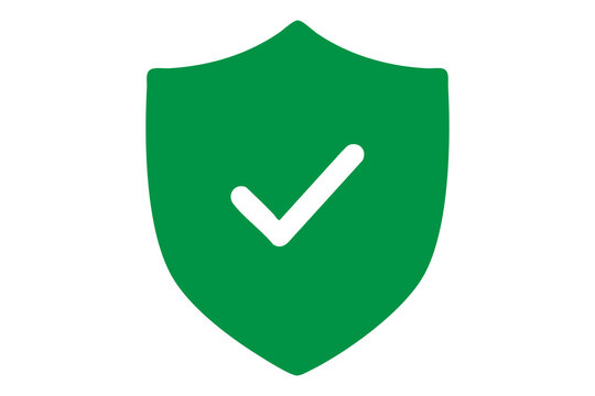 Green Shield Check Icon, Security Protection Symbol, Verified Approval Badge, Safe Guarantee Logo, Trust Insurance UI Design, Cyber Safety Interface Graphic, Vector Illustration Asset