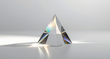 Fototapeta premium Plain white background enhanced by a triangular prism refracting sunlight into vivid colors